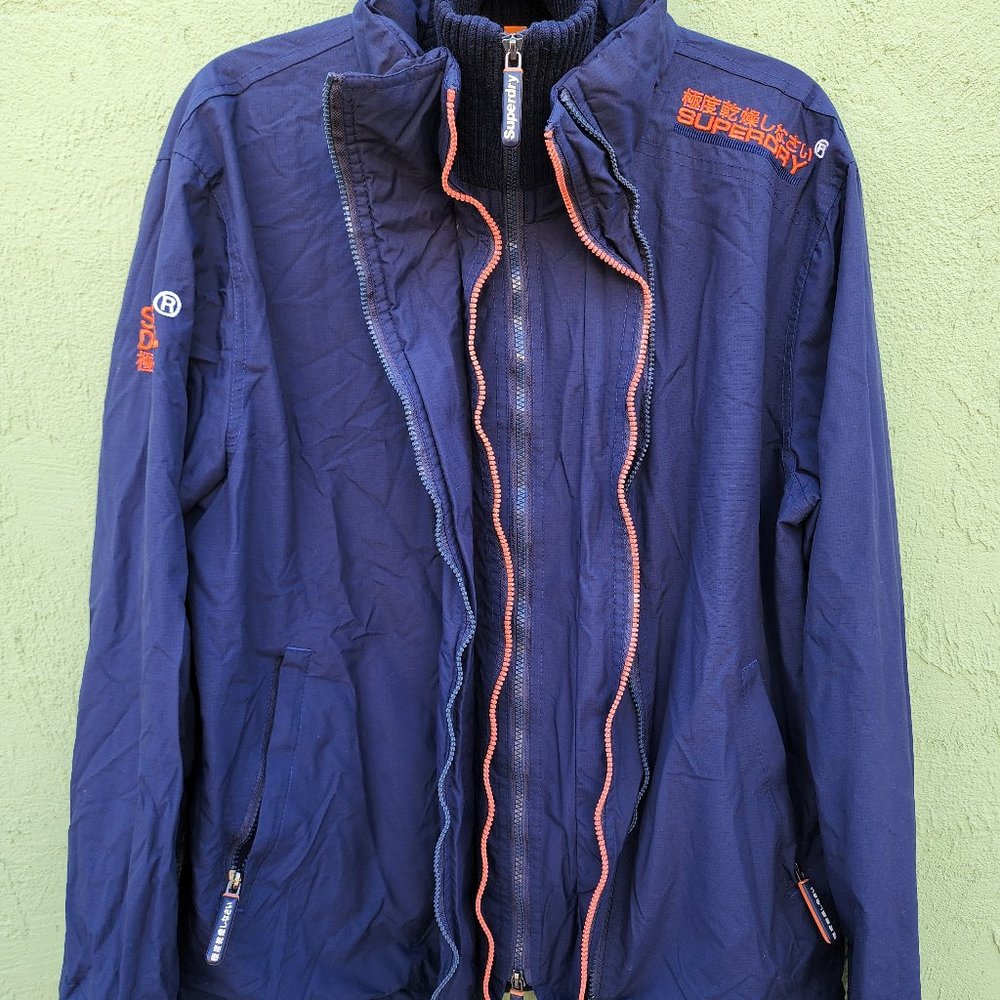 Mens Blue Superdry Technical Windhiker 3 Zipper Jacket